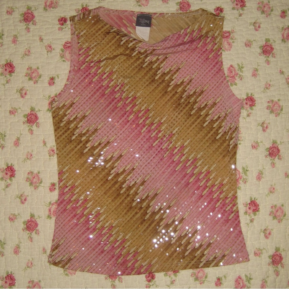 Tiffany USA vintage y2k cowl neck top with sequins